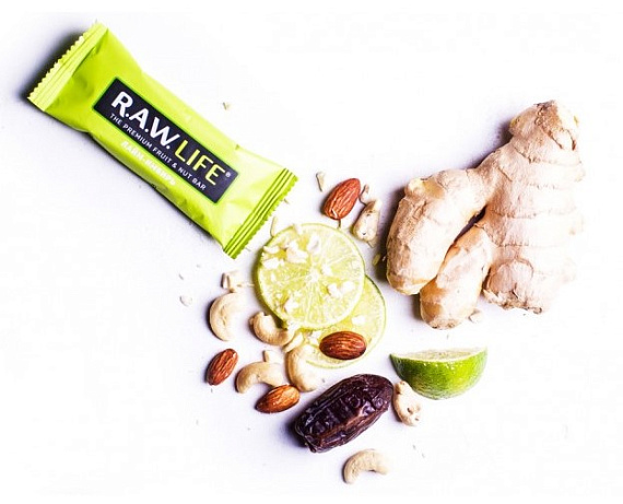 Орехово-Фруктовый батончик R.A.W. Life Лайм - Имбирь - Фото 2 большая