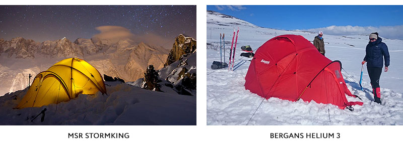 Палатки MSR Stormking и Bergans Helium 3