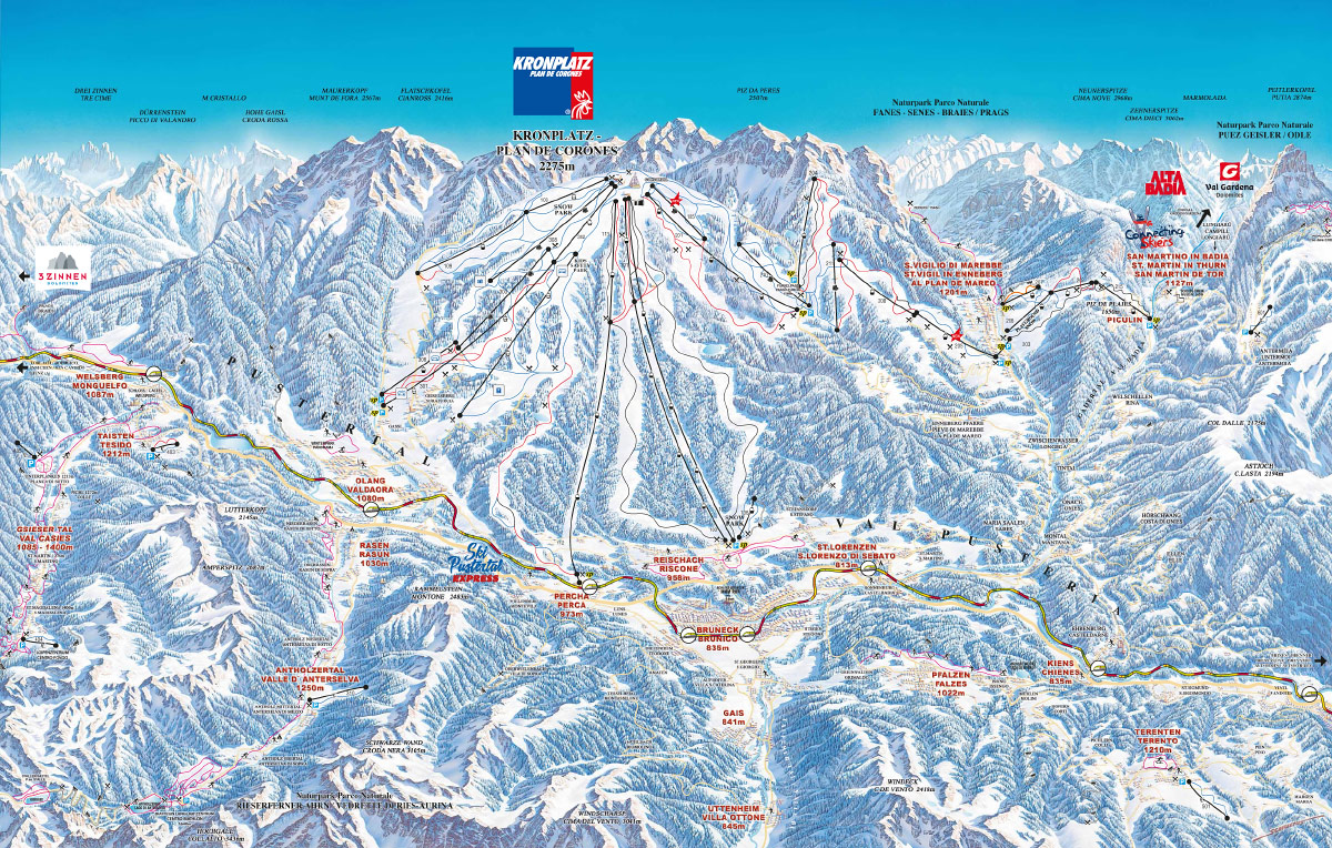 Схема региона Kronplatz