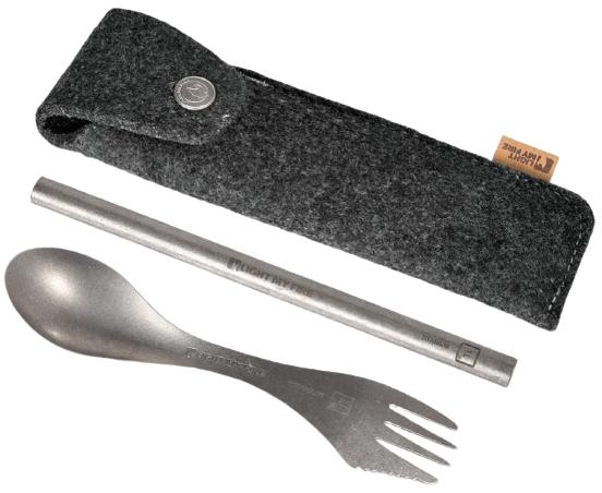 Набор титановых столовых приборов Light My Fire Spork´N Straw Kit Titanium - Фото 1 большая