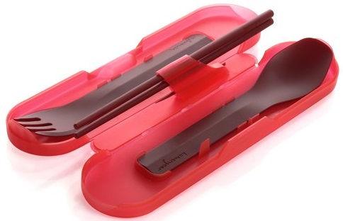Набор Humangear Ложка + Вилка + Палочки + Зубочистка GoBites Quattro Red - Фото 1 большая