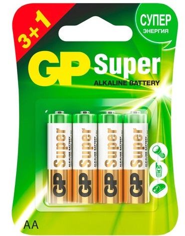 Батарейки GP Super Alkaline АA/LR6 (3+1 шт) 15А - Фото 1 большая