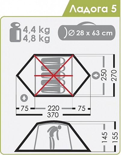 Палатка Normal Ладога 5 Желтый - Фото 2 большая