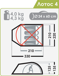 Палатка Normal Лотос 4 Жёлтый - Фото 2 большая