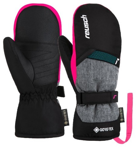Варежки детские Reusch Flash Gore-Tex Black/Black Melange/Pink Glo - Фото 1 большая