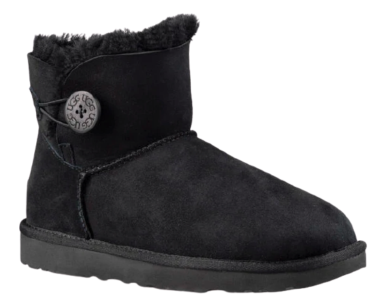 Ботинки женские UGG Mini Bailey Button Ii Black - Фото 6 большая