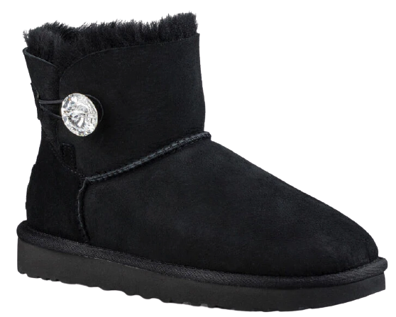 Ботинки женские UGG Mini Bailey Button Bling Black - Фото 6 большая