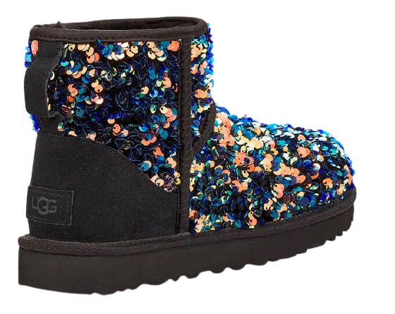 Ботинки женские UGG Classic Mini Stellar Sequin Black - Фото 4 большая