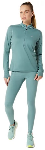 Лонгслив женский ASICS Road Winter 1/2 Zip Celadon - Фото 11 большая