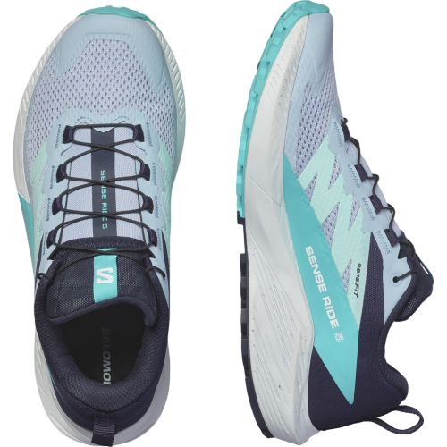 Кроссовки женские Salomon Sense Ride 5 Cashmere Blue/Carbon/Peacock Blue - Фото 3 большая