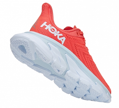 Кроссовки женские Hoka Clifton Edge Hot Coral/White - Фото 4 большая