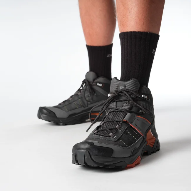 Кроссовки мужские Salomon X Ultra 5 Mid Gtx Asphalt/Castlerock/Burnt Ochre - Фото 4 малая