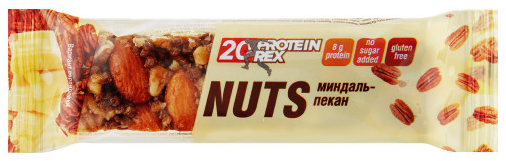 Батончик Protein Rex ореховый протеиновый Миндаль-Пекан 40г - Фото 1 большая