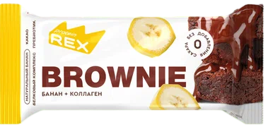 Пирожное Protein Rex протеиновое Брауни 50г Банановый с коллагеном - Фото 1 большая