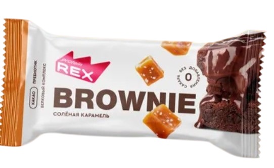 Пирожное Protein Rex протеиновое Брауни 50г Соленая карамель - Фото 2 большая
