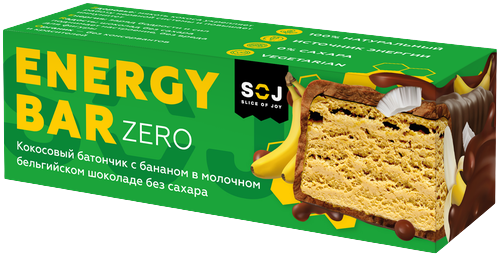 Кокосовый батончик Soj Energy Bar Zero Банан 45г - Фото 1 большая