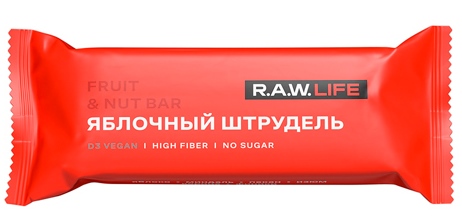 Орехово-Фруктовый батончик R.A.W. Life Яблочный штрудель - Фото 1 большая