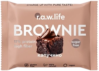 Протеиновый брауни R.A.W. Life Brownie Капучино - Фото 1 большая