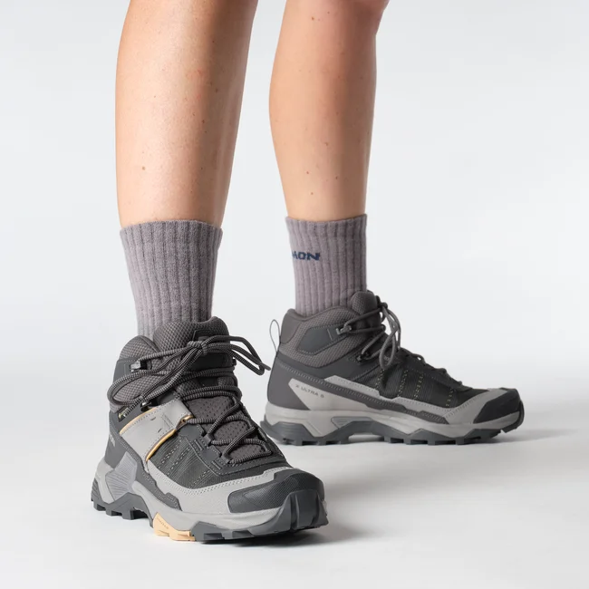 Кроссовки женские Salomon X Ultra 5 Mid Gtx Nine Iron/Gull/Soft Clay - Фото 4 малая