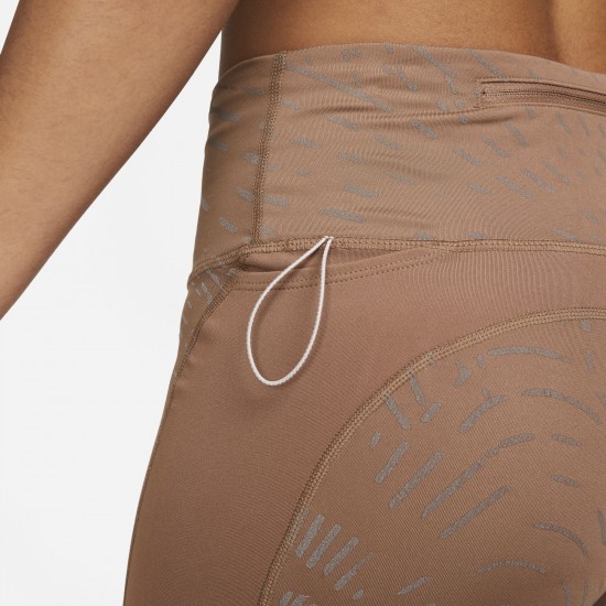 Тайтсы женские Nike Dri-FIT Run Division Fast Archaeo Brown/Reflective Silver - Фото 6 большая