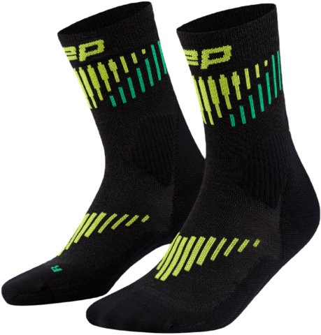 Носки женские CEP C025W Core Run Merino Mid Cut 3.0 Black/Lime - Фото 3 большая