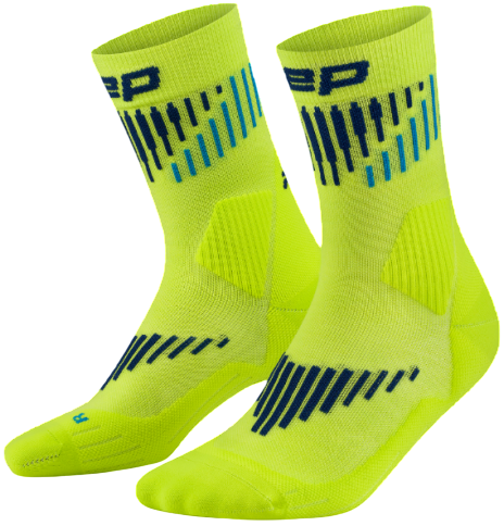 Носки мужские CEP C025M Core Run Merino Mid Cut 3.0 Lime/Blue - Фото 1 большая