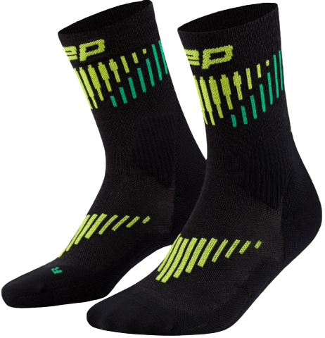 Носки мужские CEP C025M Core Run Merino Mid Cut 3.0 Black/Lime - Фото 1 большая