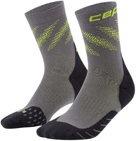 Носки мужские CEP C10YM Core Run Edt. Elliptic Mid Cut Dark Grey/Lime - Фото 3 большая