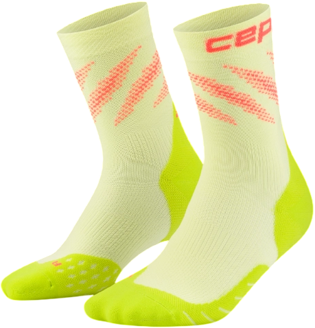 Носки мужские CEP C10YM Core Run Edt. Elliptic Mid Cut Lime/Neon Coral - Фото 3 большая