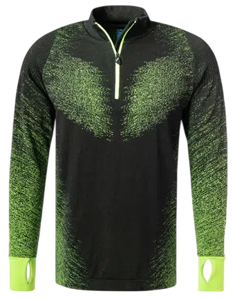 Лонгслив мужской UYN Running Exceleration LS Zip Up Black/Yellow Fluo - Фото 1 большая