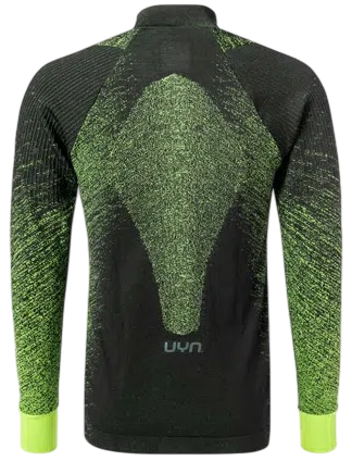 Лонгслив мужской UYN Running Exceleration LS Zip Up Black/Yellow Fluo - Фото 2 большая