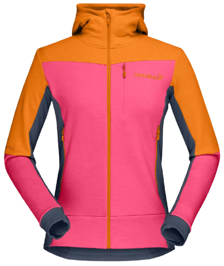 Куртка женская Norrona Falketind Warmwool2 Stretch Zip Hood Orange Popsicle/Honeysuckle - Фото 1 большая