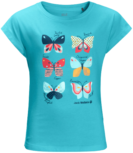 Футболка детская Jack Wolfskin Butterfly T Girls Blue Capri - Фото 1 большая