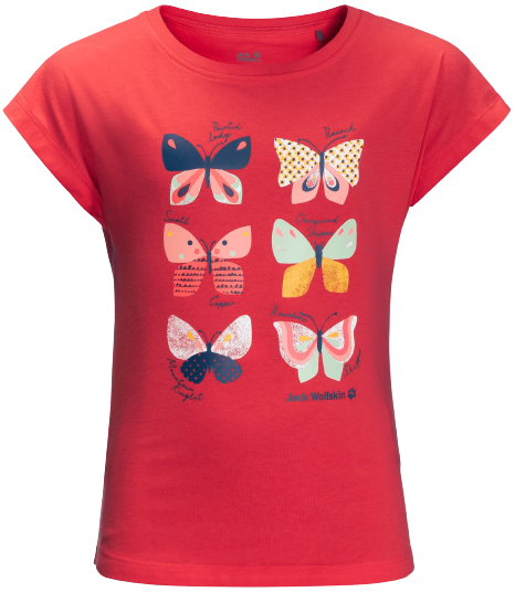 Футболка детская Jack Wolfskin Butterfly T Girls Tulip Red - Фото 1 большая