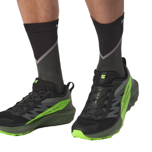 Кроссовки мужские Salomon Sense Ride 5 Black/Laurel Wreath/Green Gecko - Фото 5 большая