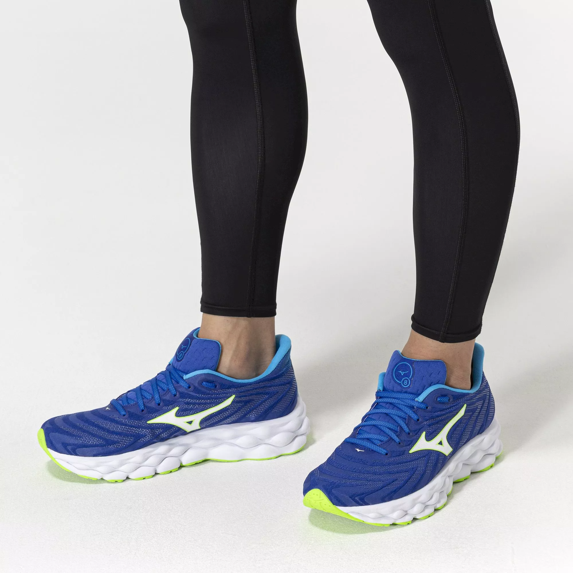 Кроссовки Mizuno Wave Sky 8 Reflex Blue C/White/Green Geck - Фото 10 малая
