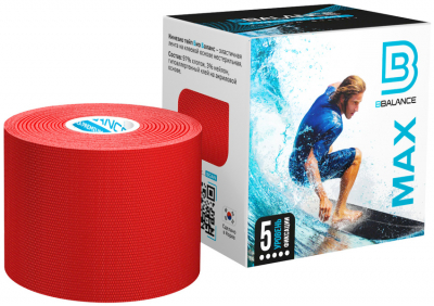 Кинезиотейп BBTape MAX 5 см х 5 м красный - Фото 1 большая