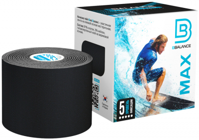 Кинезиотейп BBTape MAX 5 см х 5 м чёрный - Фото 1 большая