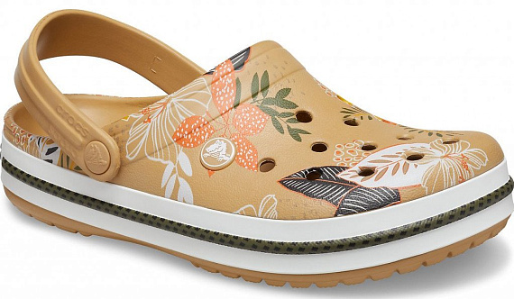 Сандалии Crocs Crocband Botanical Print Clog Tan/White - Фото 6 большая