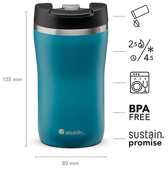 Термокружка Aladdin 250 Cafe Leak-Lock Aqua Blue - Фото 2 большая