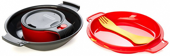 Набор посуды Humangear GoKit DeLuxe (7 предметов) Charcoal/Red - Фото 1 большая