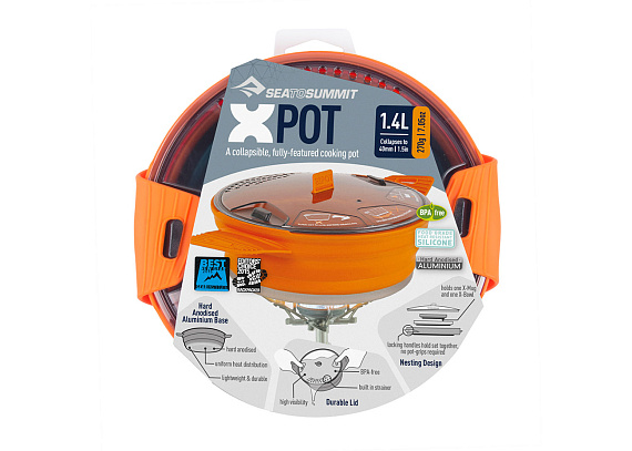 Складная кастрюля Sea to Summit X-Pot 1.4 Orange - Фото 4 большая