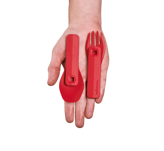 Набор ложка+вилка Humangear GoBites Click красный - Фото 6 большая