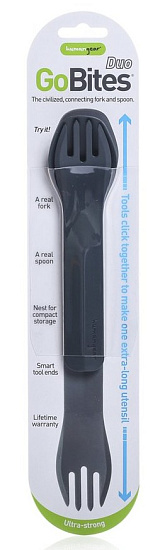 Набор ложка+вилка Humangear GoBites Duo Gray - Фото 4 большая