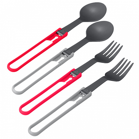 Набор столовых приборов MSR Folding Spoon & Fork Kit Red/Gray - Фото 1 большая