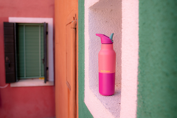 Термобутылка Klean Kanteen Rise Vac Classic Flip Sport 0,473 Pink Lemonade Kaleidoscope - Фото 8 большая