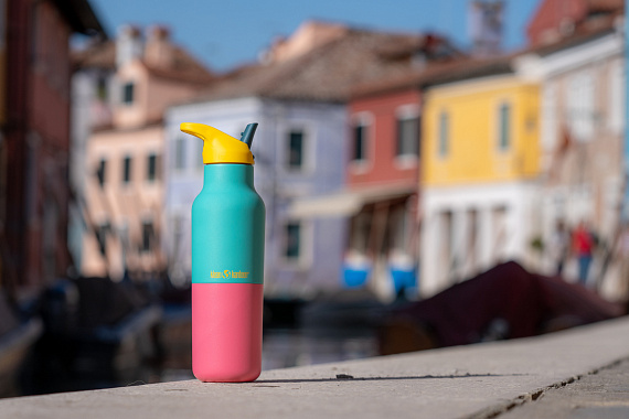 Термобутылка Klean Kanteen Rise Vac Classic Flip Sport 0,473 Turquoise Kaleidoscope - Фото 5 большая