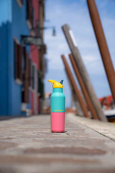 Термобутылка Klean Kanteen Rise Vac Classic Flip Sport 0,473 Turquoise Kaleidoscope - Фото 9 большая