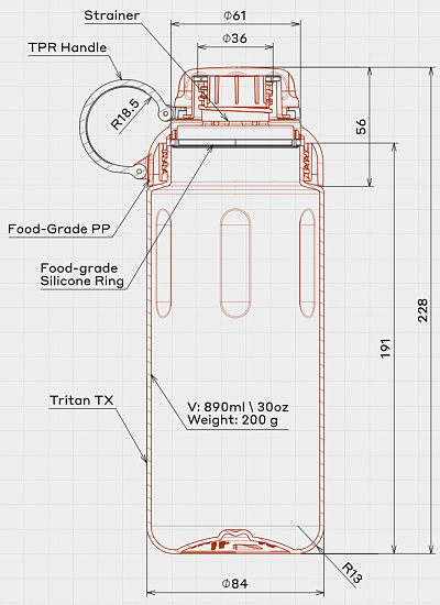 Бутылка Bobber Tritan-890 Cayenne Red - Фото 2 большая