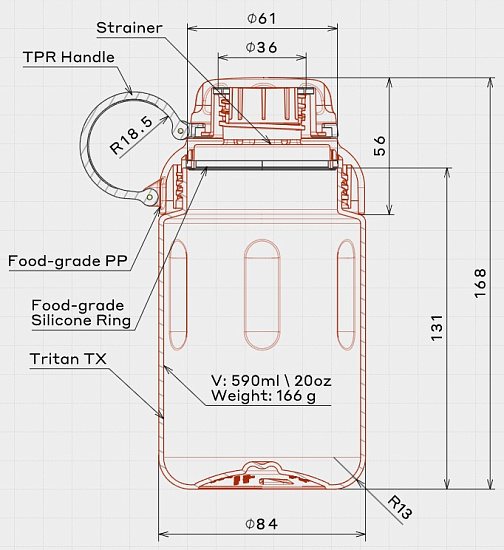 Бутылка Bobber Tritan-590 Sand Grey - Фото 2 большая